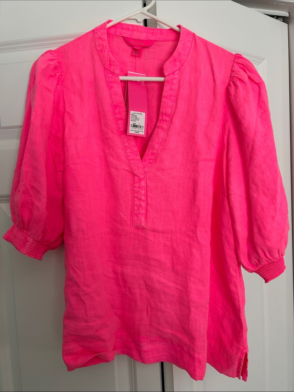 Lilly Pulitzer Mialeigh Roxie Pink Linen Top